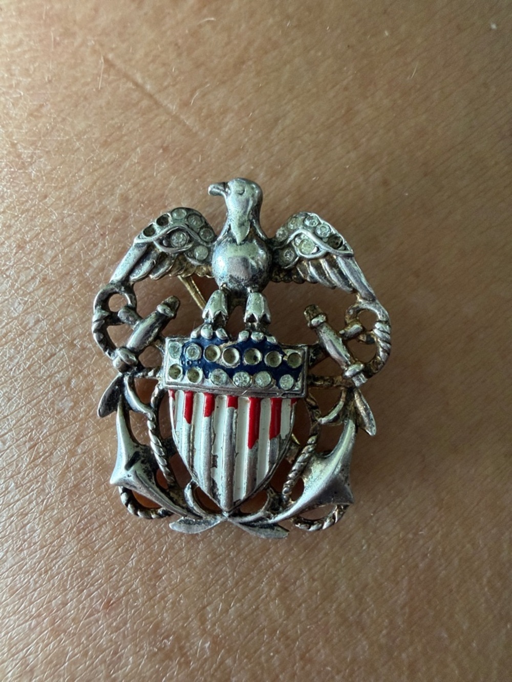 Vintage Trifari Sterling Eagle Military Maritime Brooch
